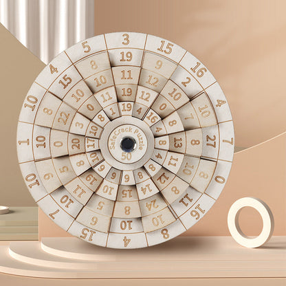 Wooden Ring Puzzle Brain Teaser with Laser Engraved Numbers Precision Logic Puzzle Game