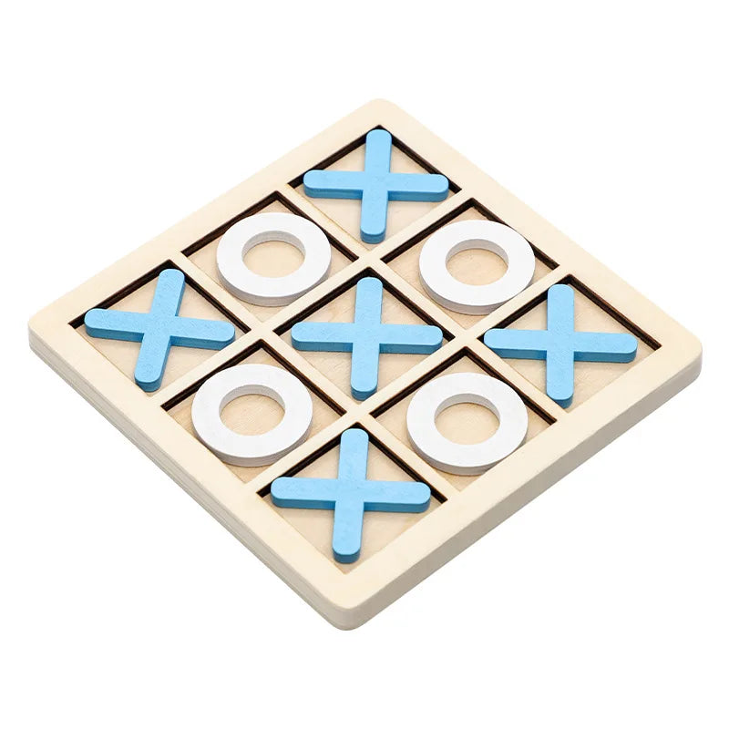 Wooden Tic Tac Toe Game Board Family Strategy Game for Kids and Adults