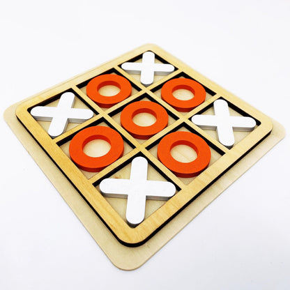 Wooden Tic Tac Toe Game Board Family Strategy Game for Kids and Adults