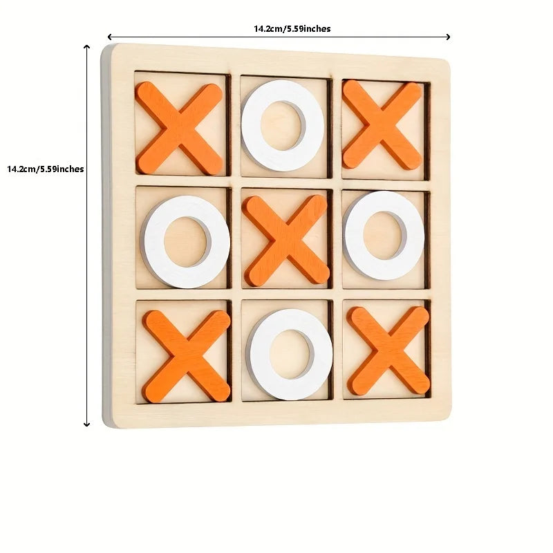 Wooden Tic Tac Toe Game Board Family Strategy Game for Kids and Adults