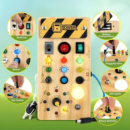 Wooden Toddler Busy Board Sensory Activity Panel