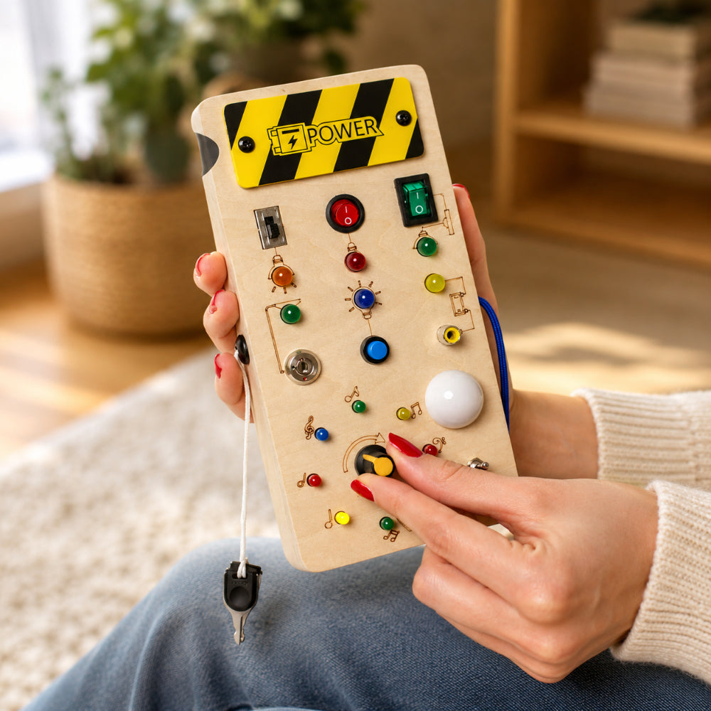 Wooden Toddler Busy Board Sensory Activity Panel