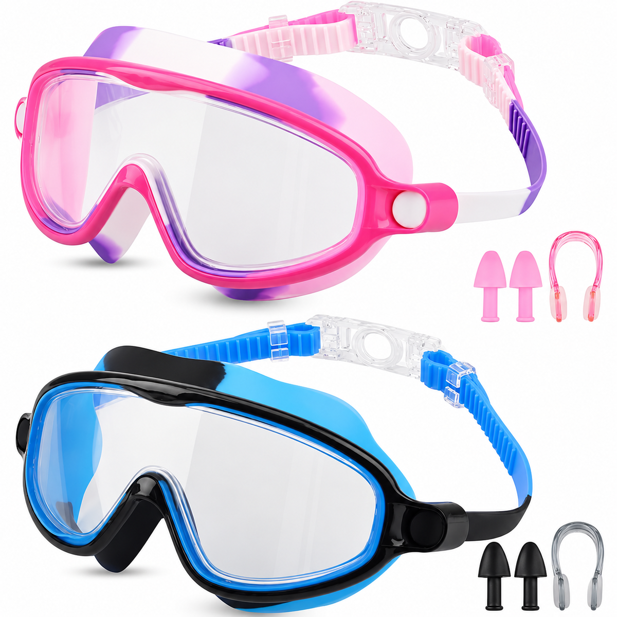 Youth Swimming Goggles with Adjustable Strap and Swim Accessories