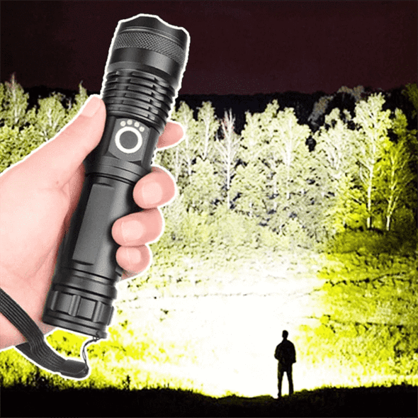 Torcia LED ricaricabile XHP50.2, 90000 lumen, con zoom