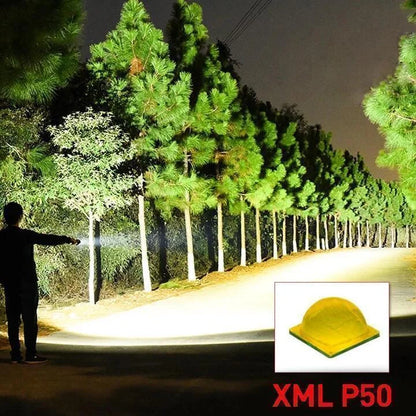 Torcia LED ricaricabile XHP50.2, 90000 lumen, con zoom